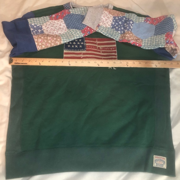Polo Ralph Lauren Green and Blue Patchwork Crewneck Sweatshirt American flag - Picture 11 of 12